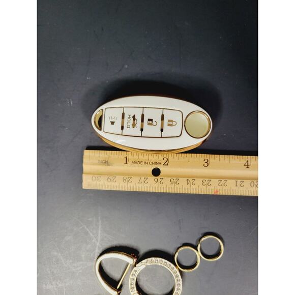 White and Gold Key Fob Cover for Nissan Key Shell Remote Keyless Car Case - Picture 5 of 5